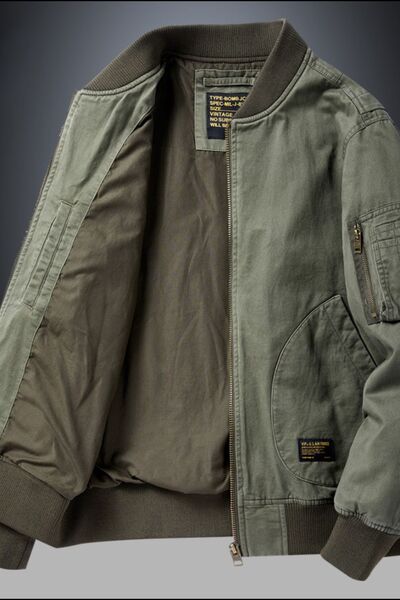 Out of State - Men's Plus Size Zip Up Baseball Collar Bomber Jacket