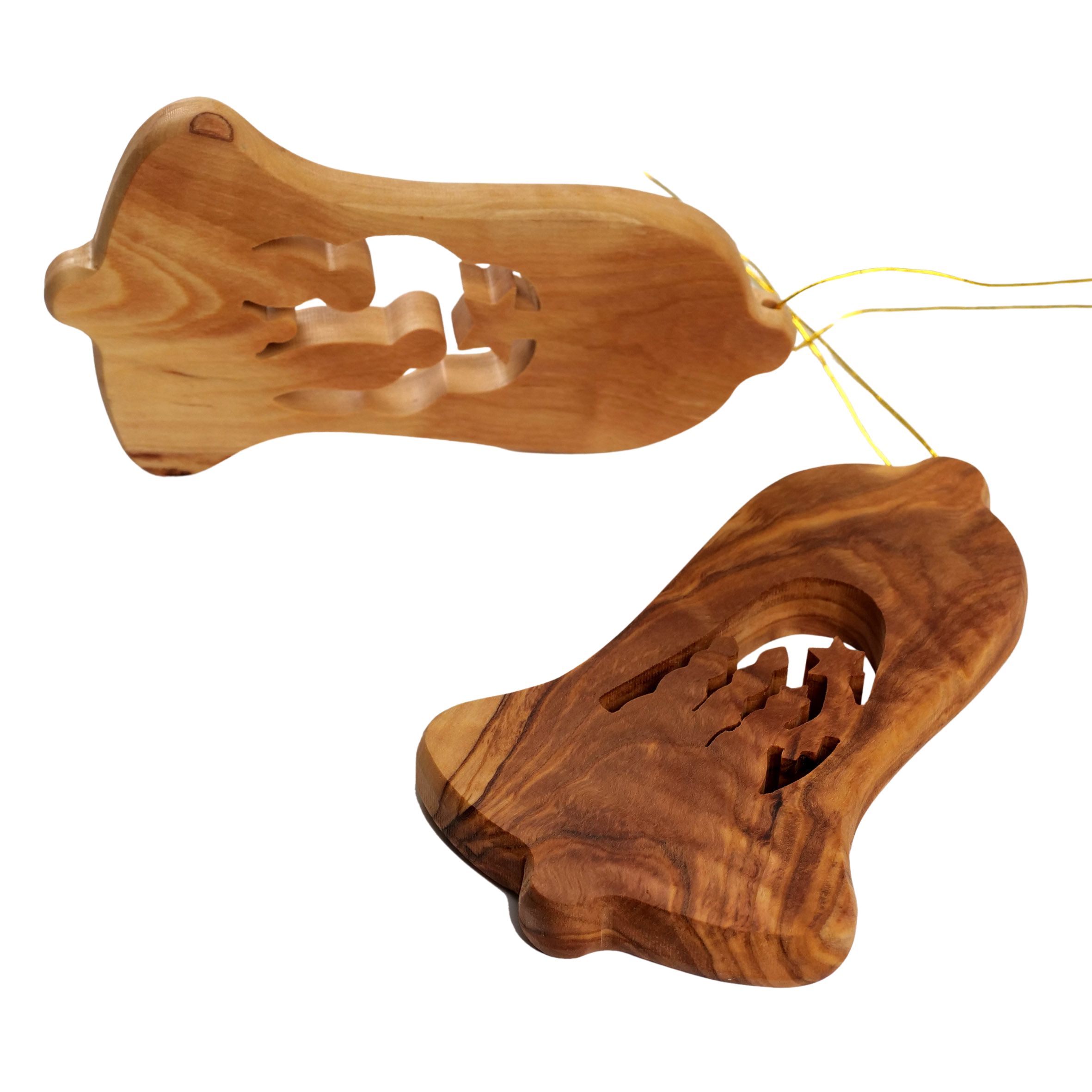 Weihnachtsdeko Baumschmuck Krippe 3er Set Glocke Anhänger - ohne Rinde