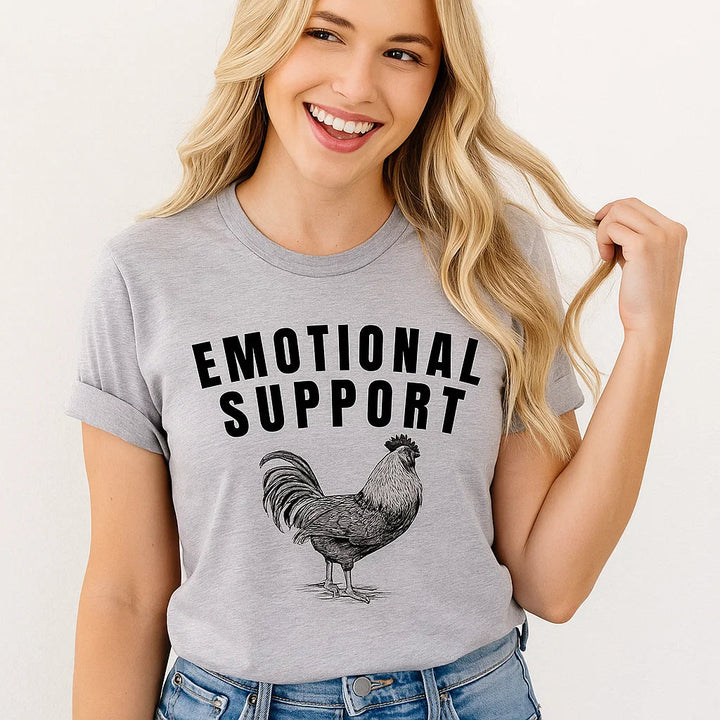 Emotional Support Rooster Graphic Tee, Funny Shirt