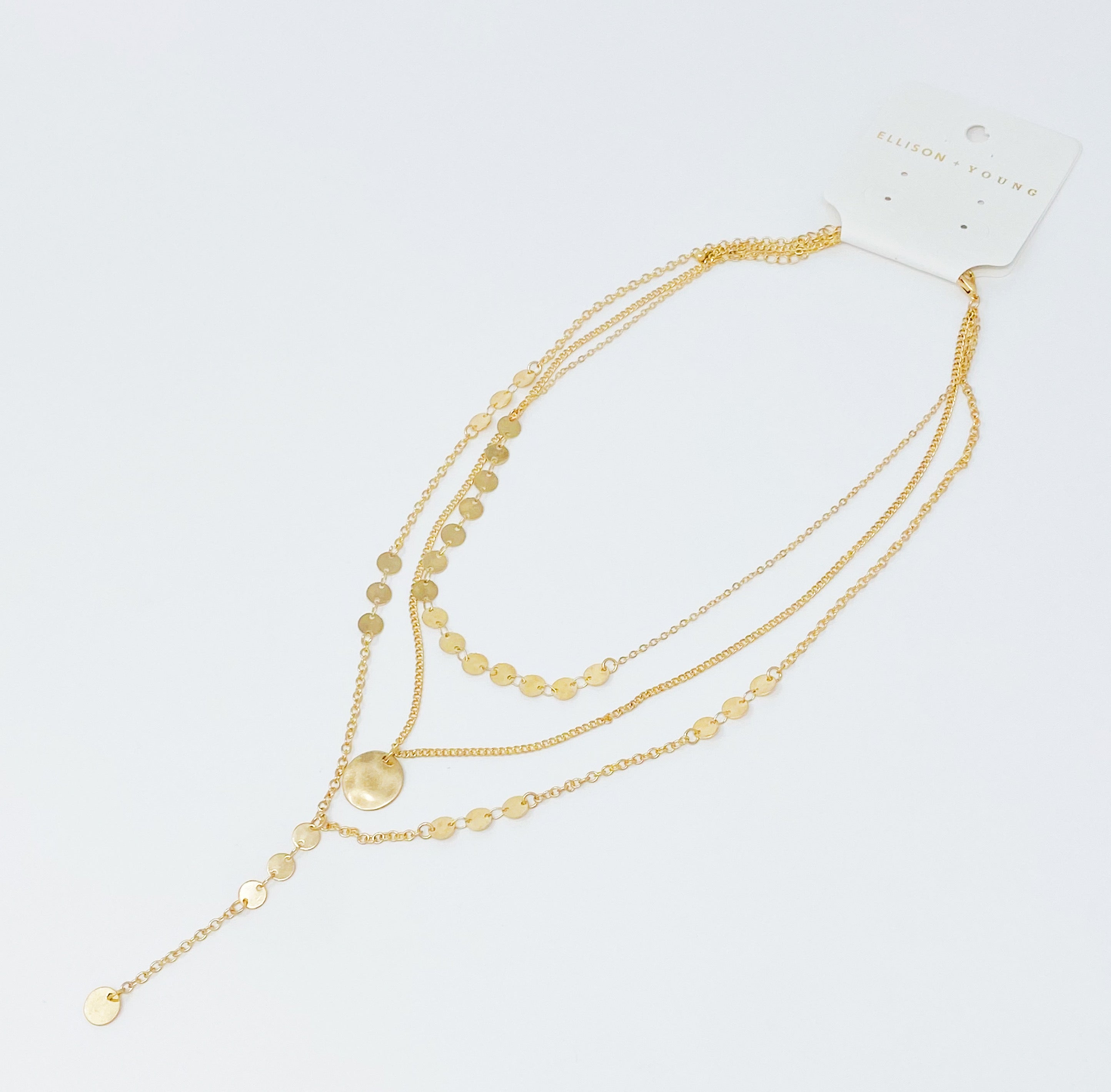 Disc Drop Layered Necklace