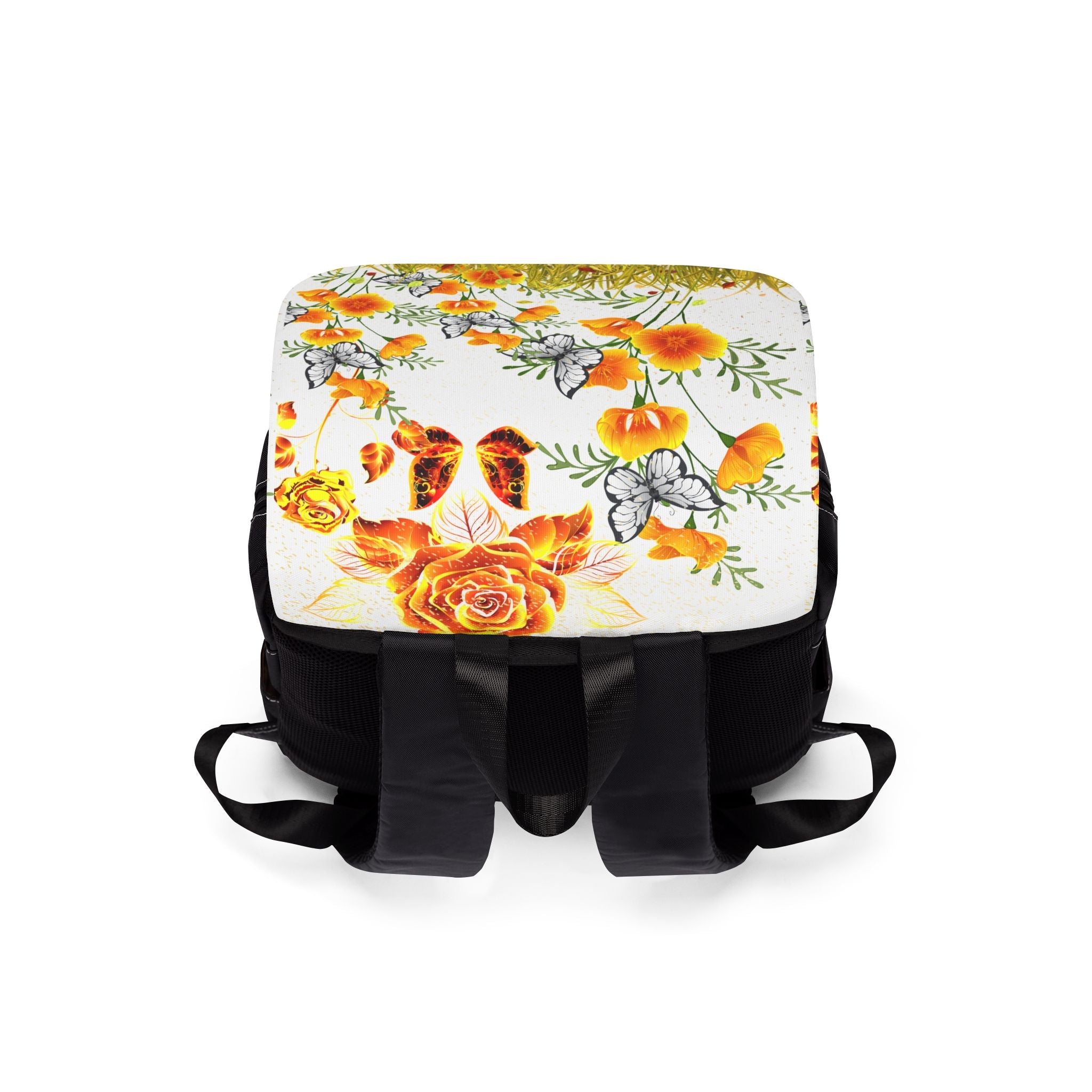 Orange blooms Unisex Casual Shoulder Backpack
