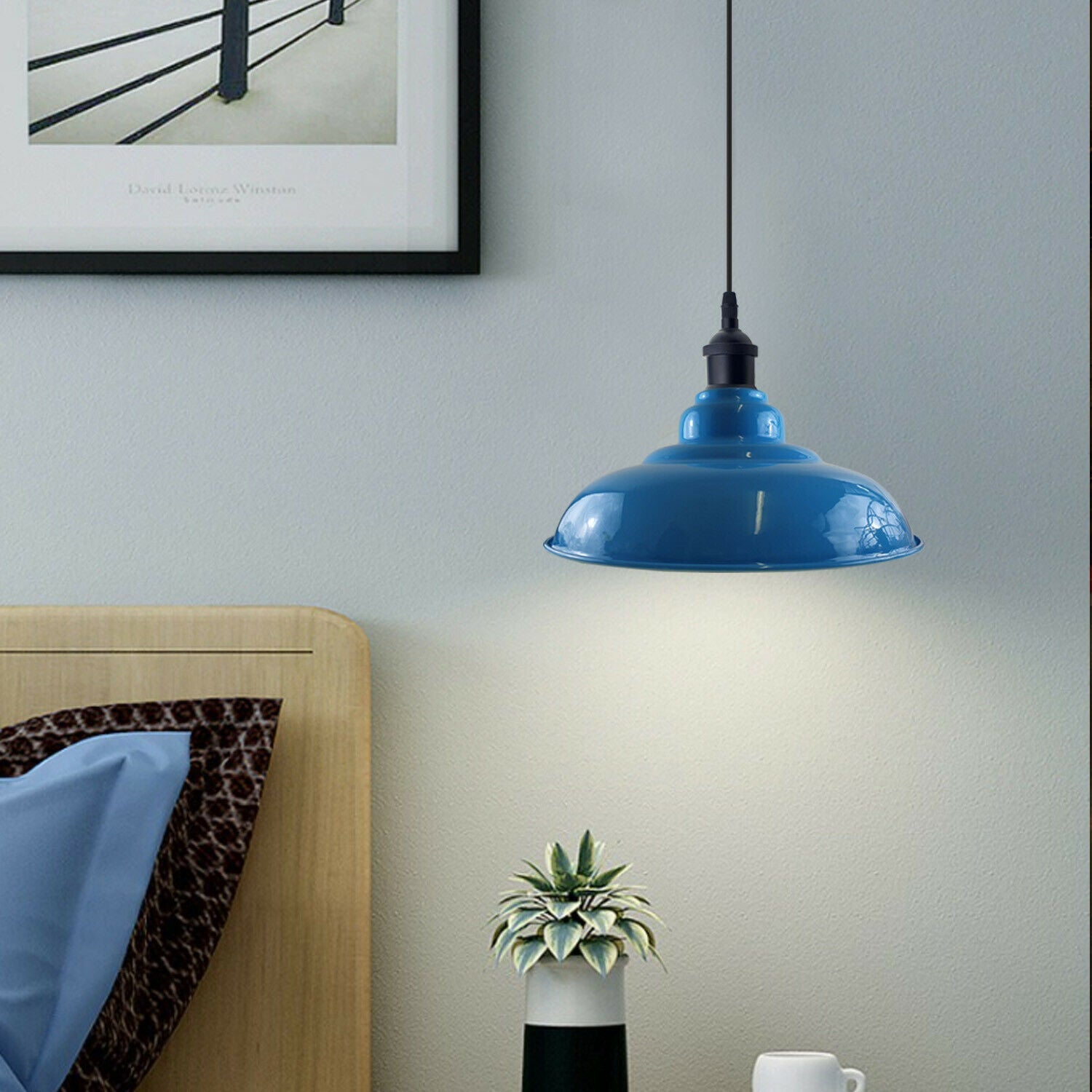 Blue Pendant Light Perfect for Kitchen Island or Bar Areas~3689