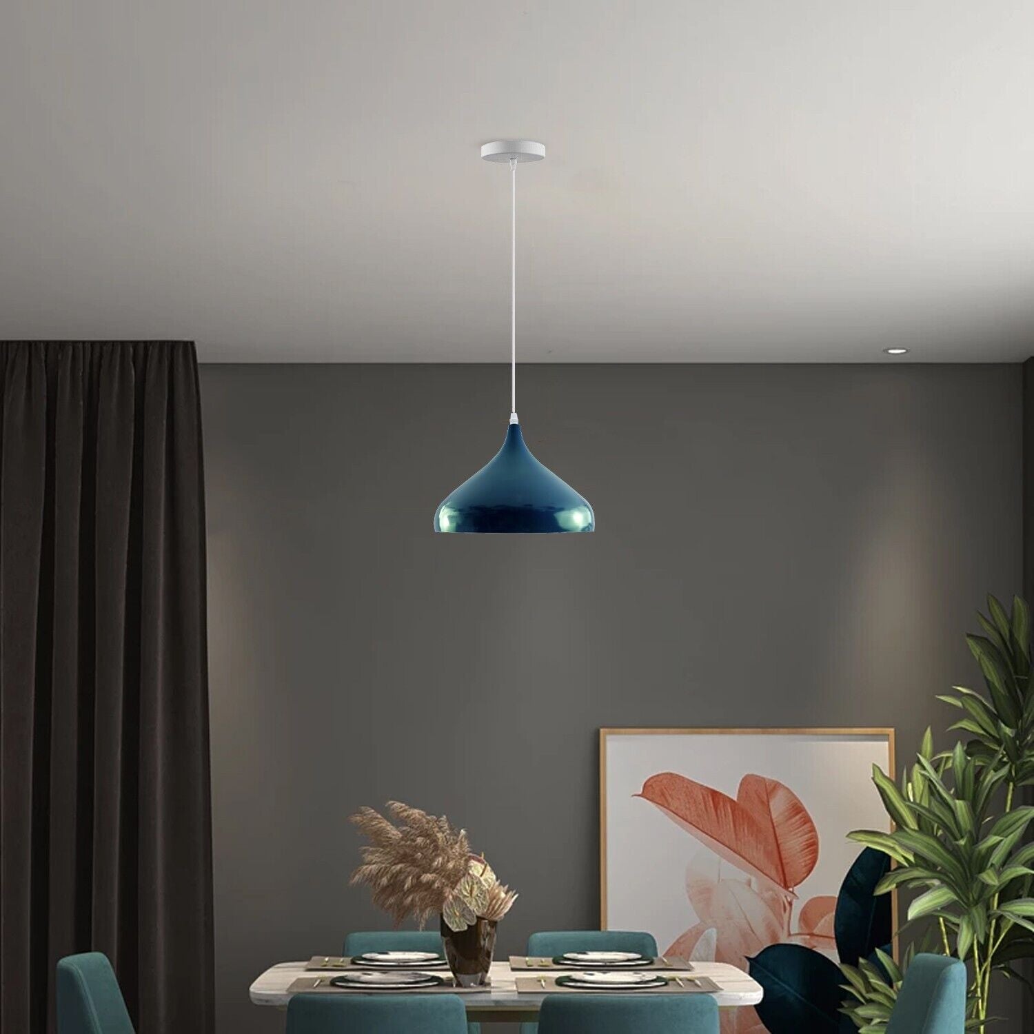 Teal Cyan Blue Ceiling Metal Pendant Shade for Kitchen~3760