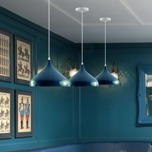 Teal Cyan Blue Ceiling Metal Pendant Shade for Kitchen~3760