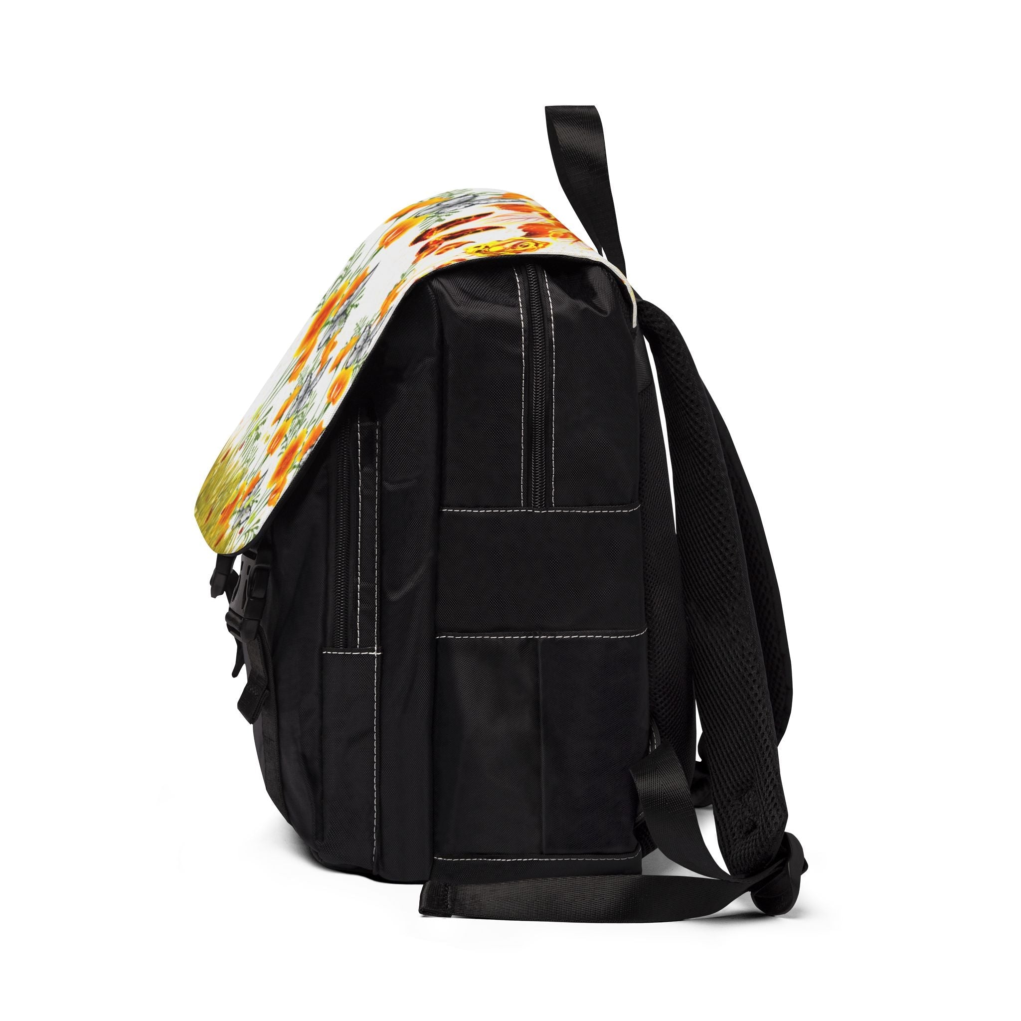 Orange blooms Unisex Casual Shoulder Backpack