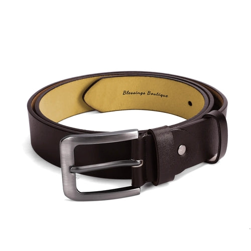 Engraved Leather Brown Belt