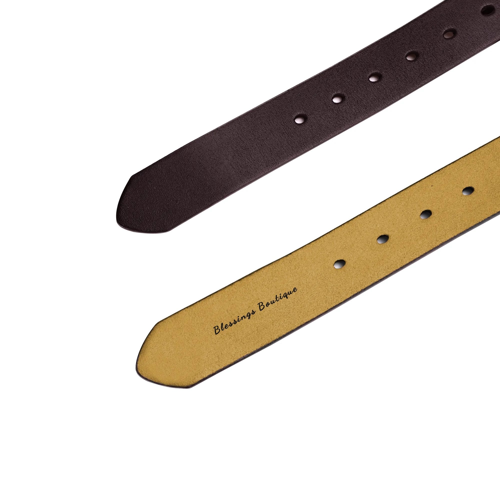 Engraved Leather Brown Belt