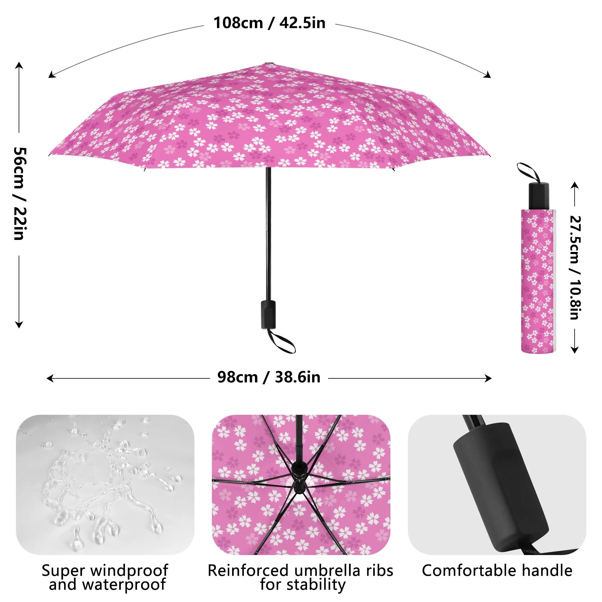 Pink floral Lightweight Manual Folding