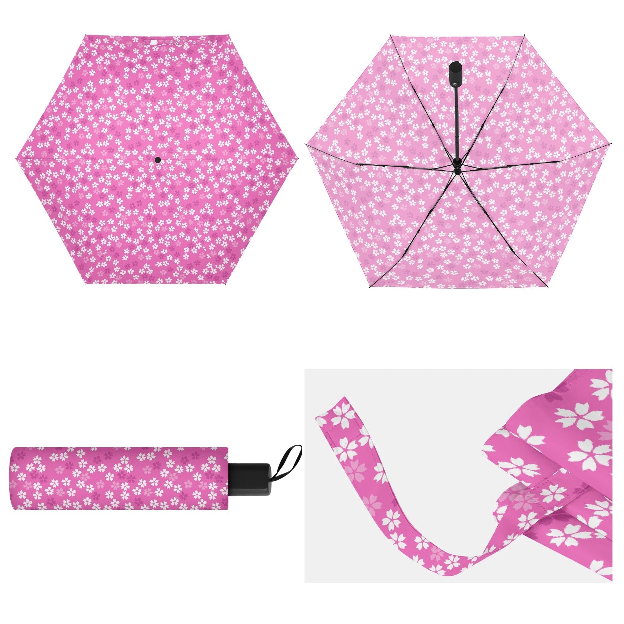 Pink floral Lightweight Manual Folding