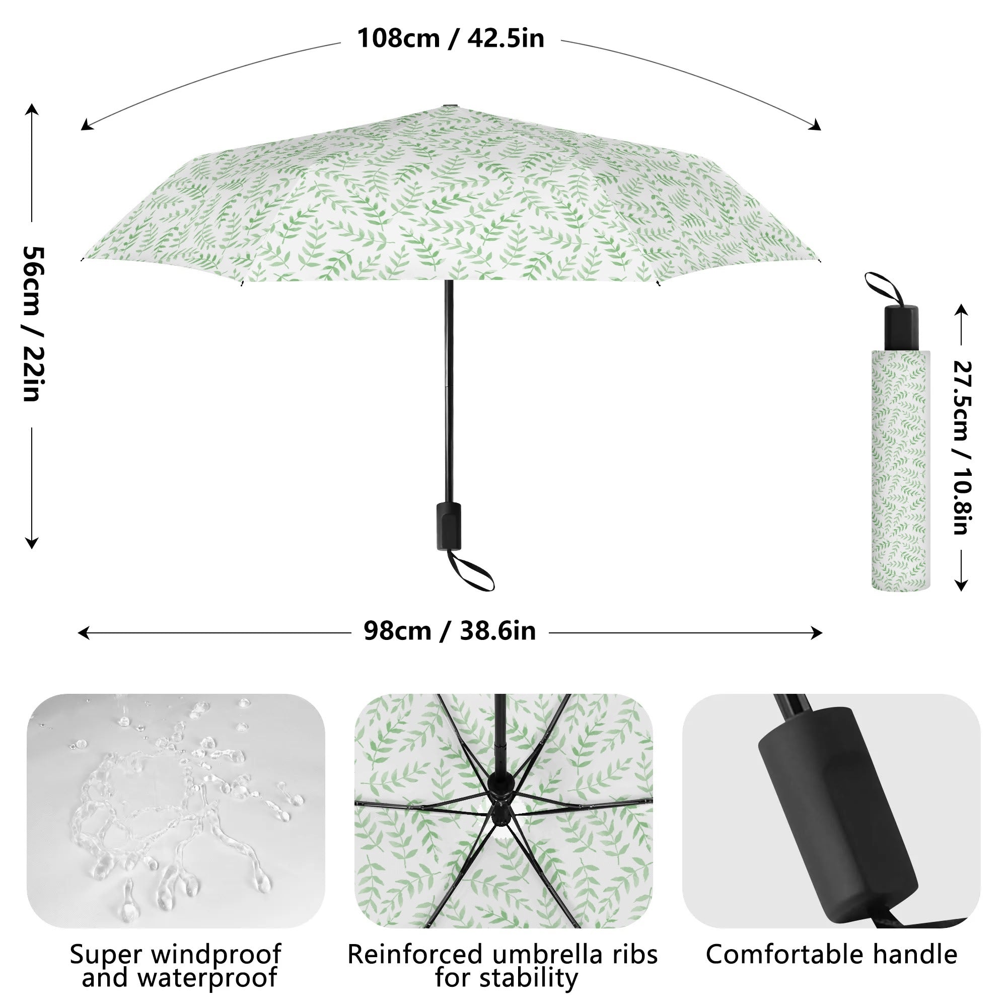 Leafy print Lightweight Manual Folding