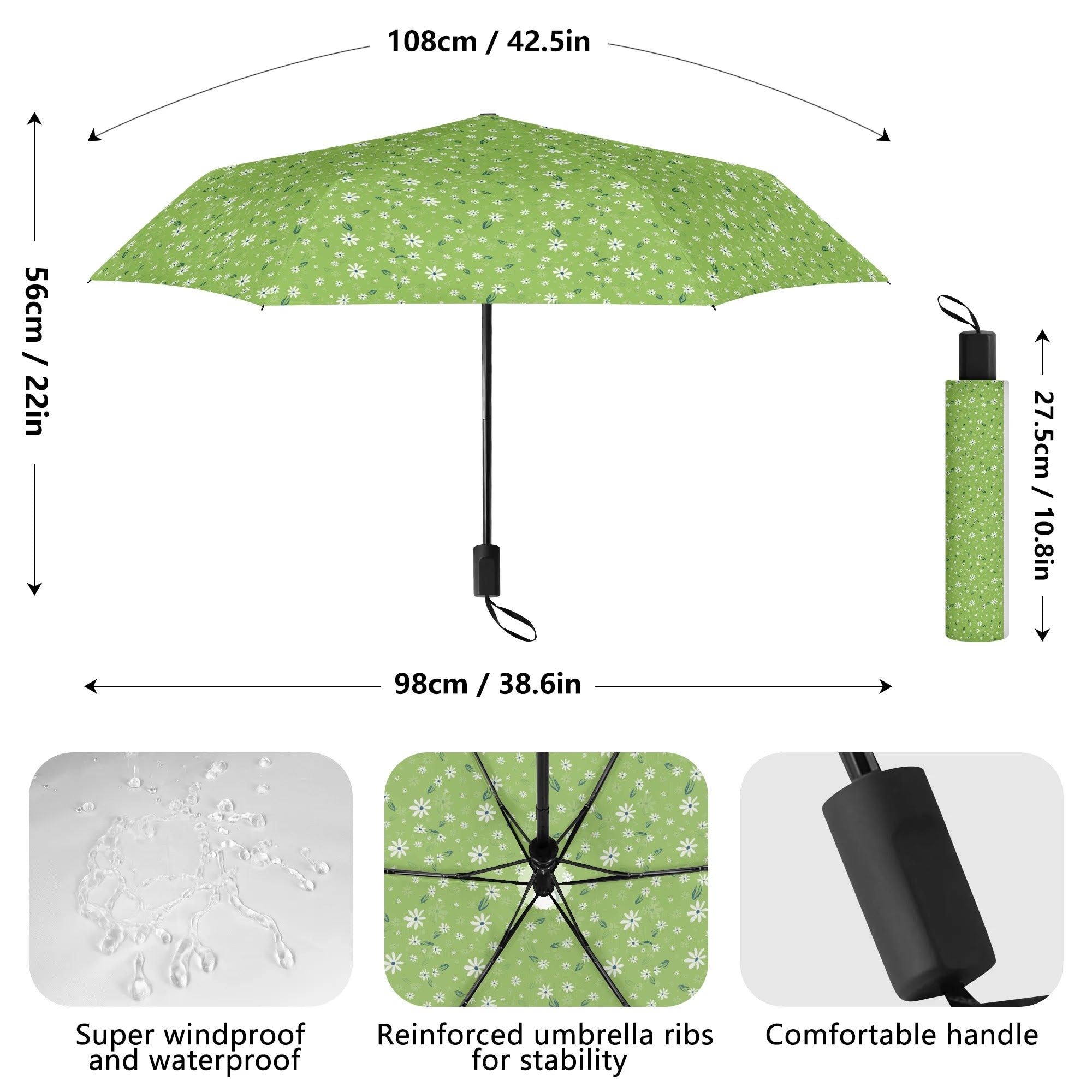 Green floral Lightweight Manual Folding