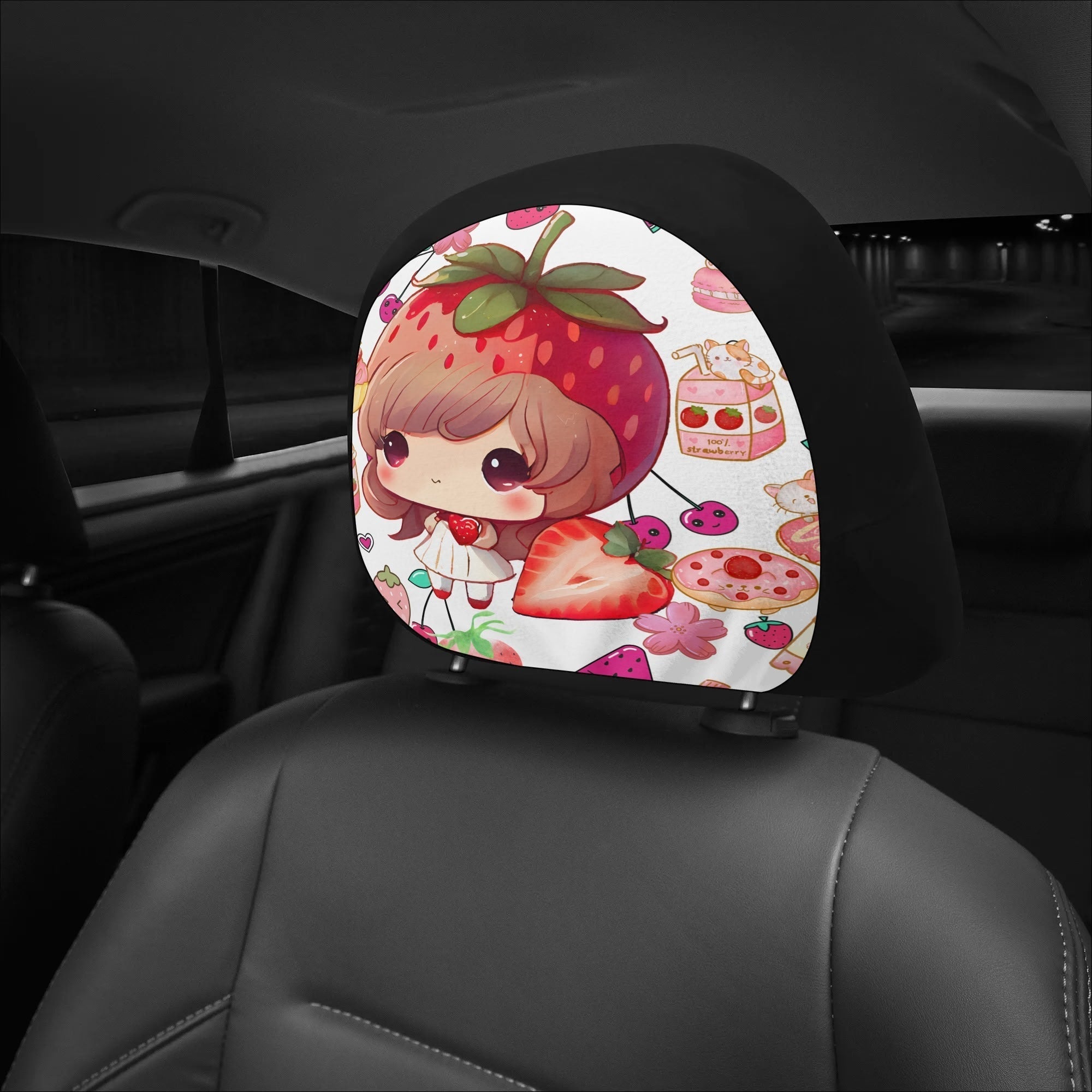 Strawberry Car Headrest Covers