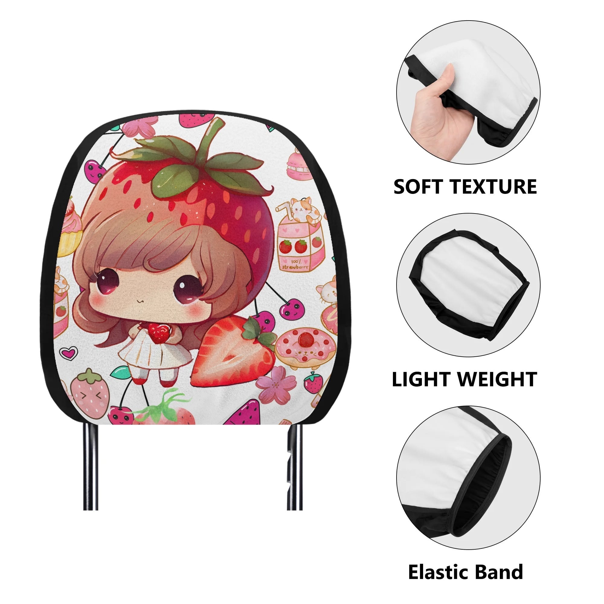 Strawberry Car Headrest Covers