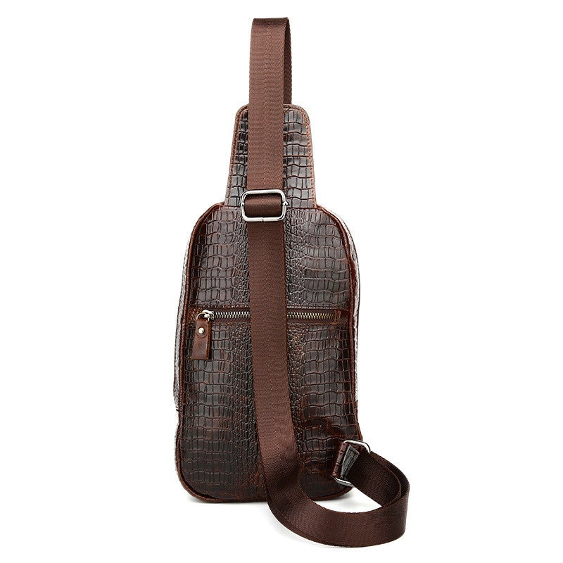 Crocodile Pattern Men's Leather Chest bag