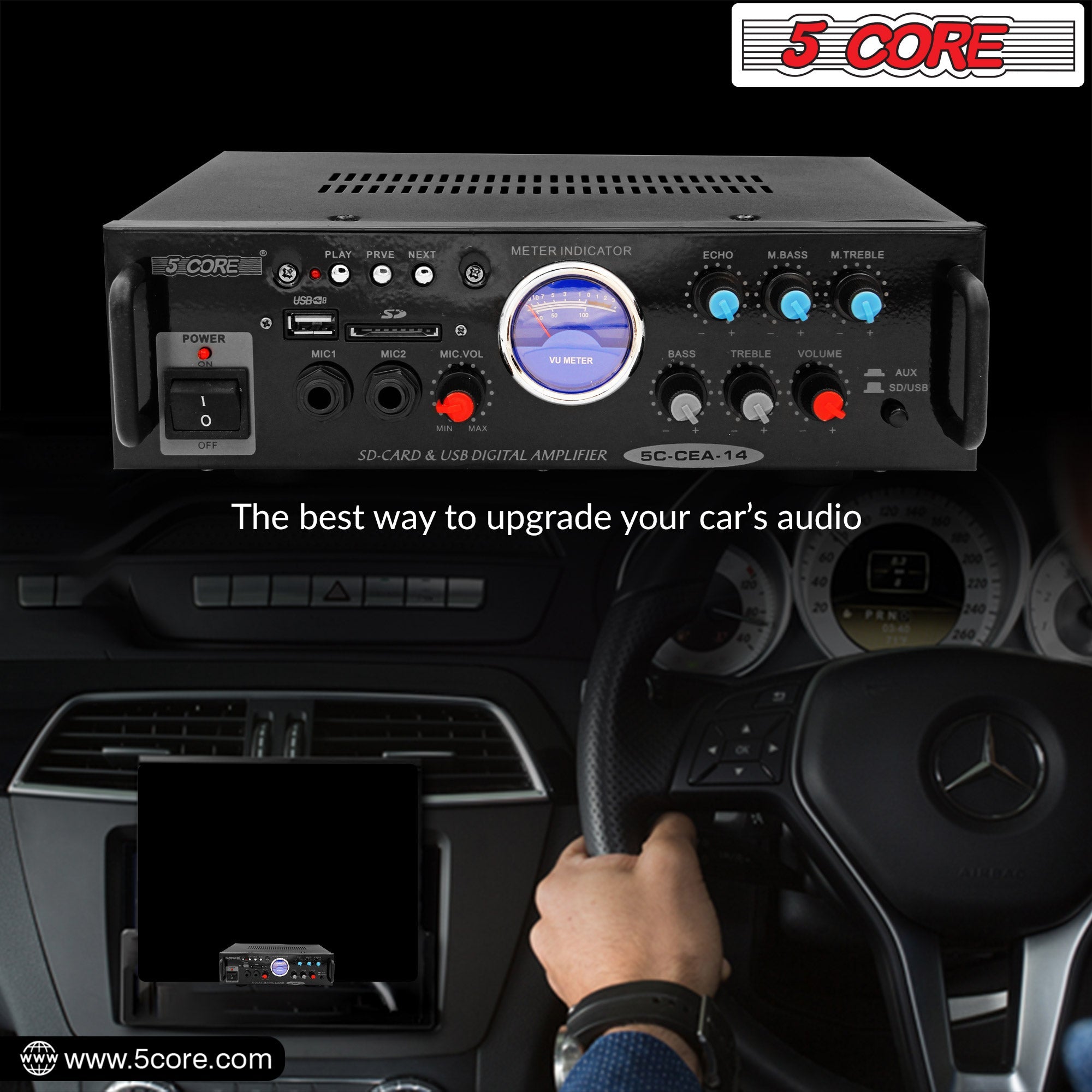 5Core Dual Channel Amplifier Car Audio System 300W Audio Reciver Car