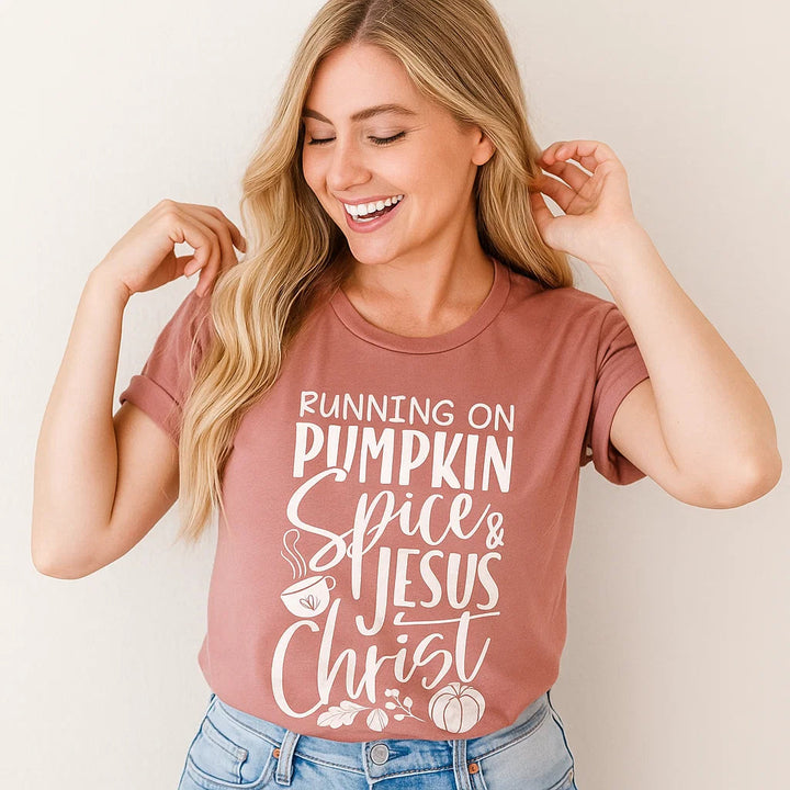 Running on Pumpkin Spice & Jesus Christ Tee