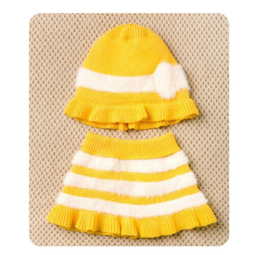 2019 New Toddler Kids Girl Hats Scarf Striped Fur
