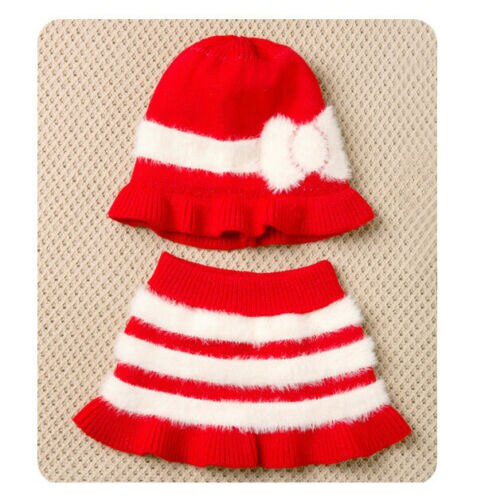 2019 New Toddler Kids Girl Hats Scarf Striped Fur