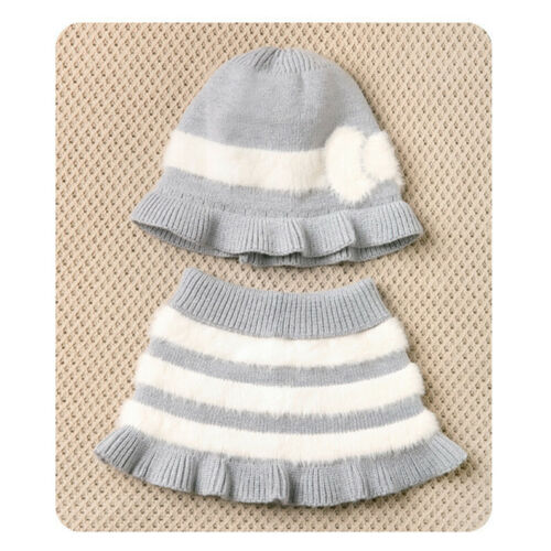 2019 New Toddler Kids Girl Hats Scarf Striped Fur