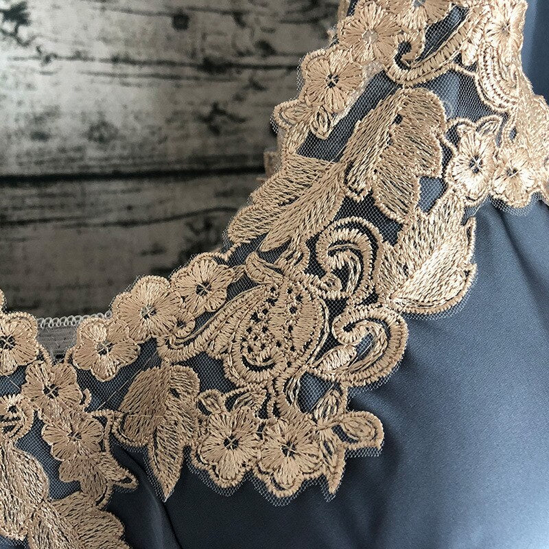 2019 Women Sleepwear 5 Pieces Pyjamas Satin Silk