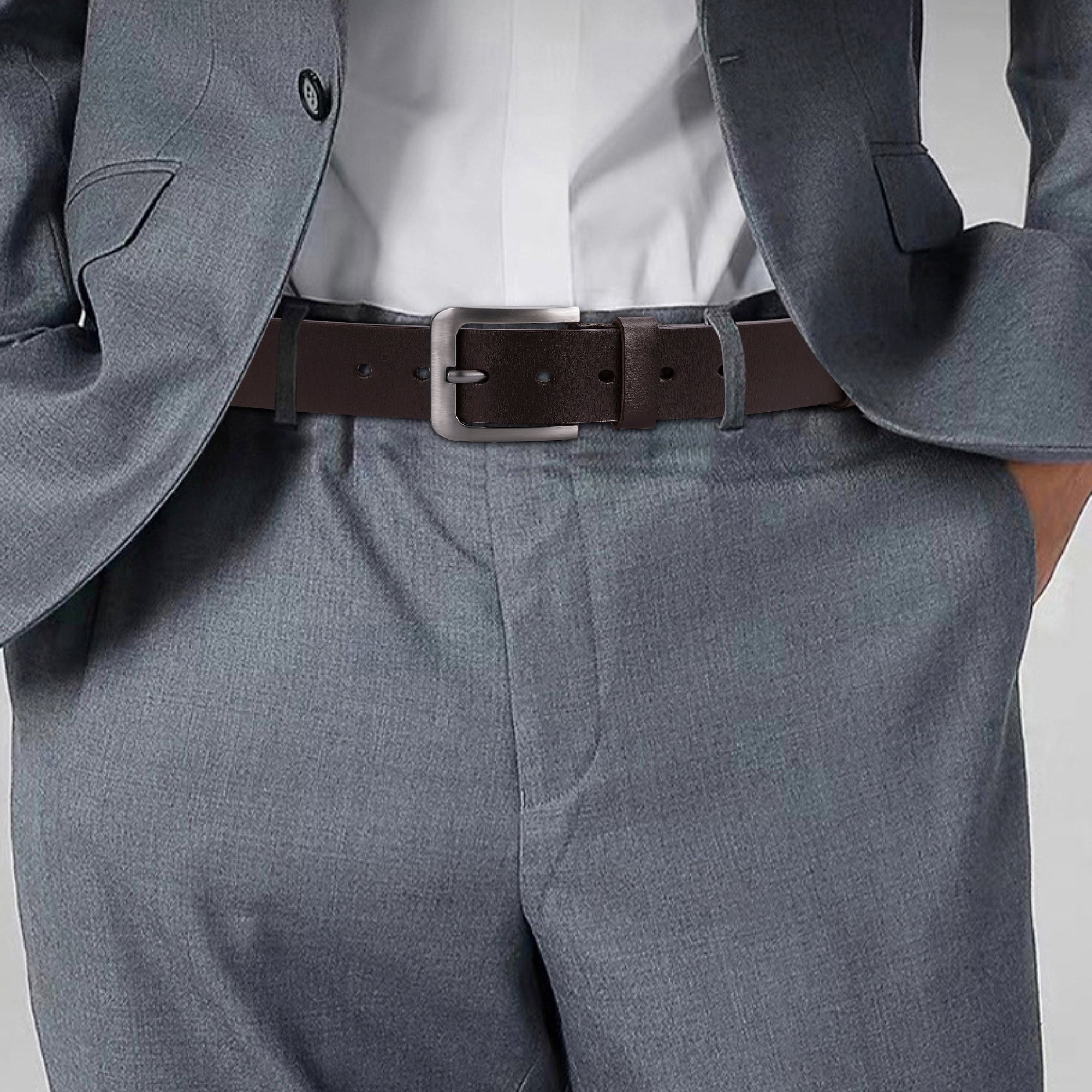 Engraved Leather Brown Belt