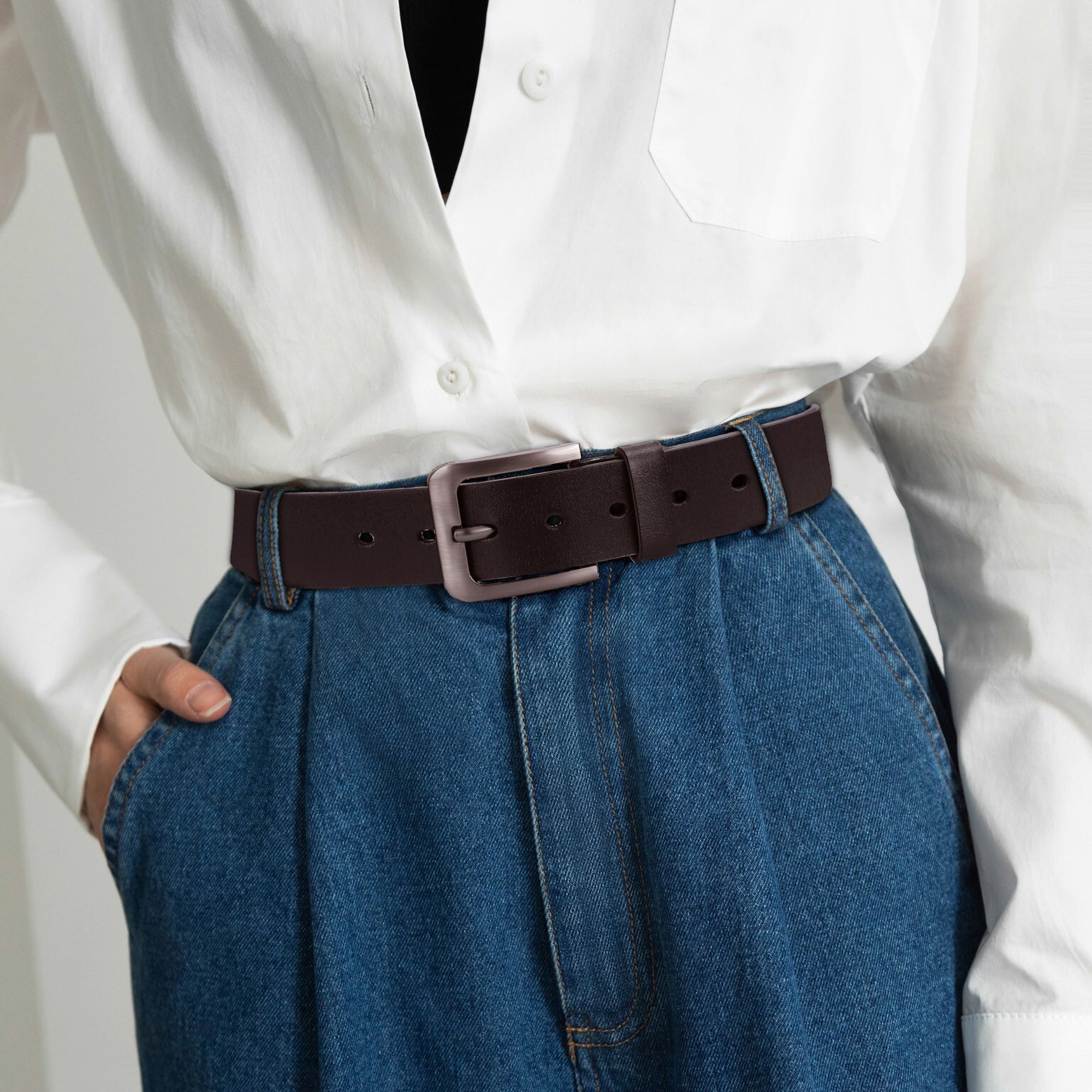 Engraved Leather Brown Belt