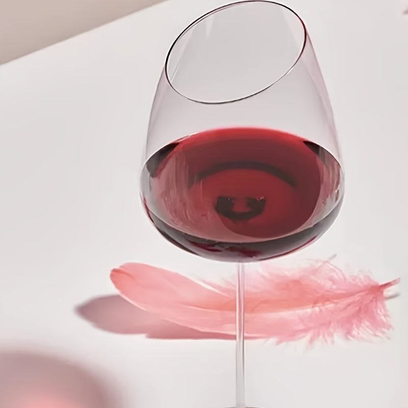 2pcs Pink Flamingo Crystal Wine Glasses - Elegant Slanted Mouth