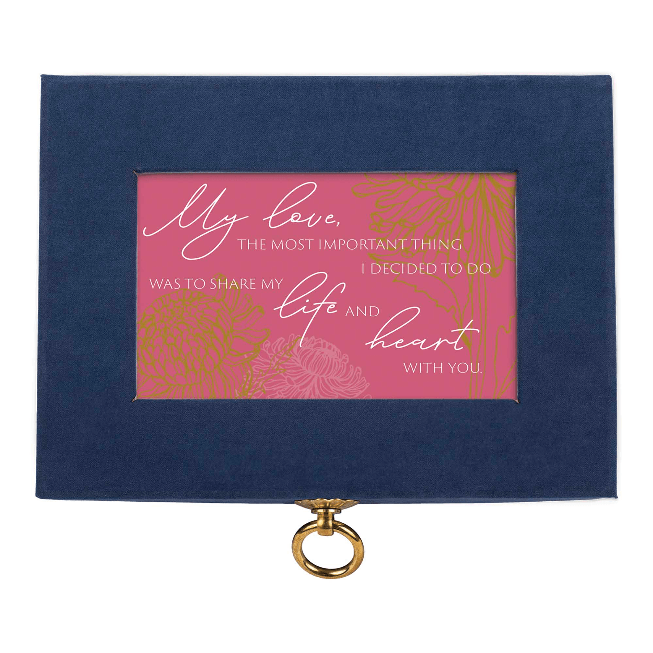 Navy Linen Music Box With Jewelry Insert - You Light Up My Life