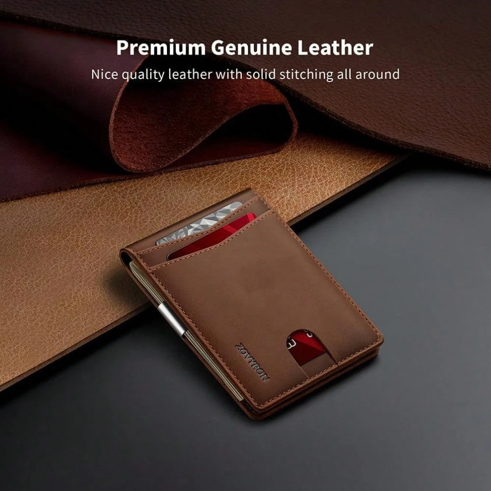 Wallet For Men Slim Bifold Leather Wallet With Money Clip RFID
