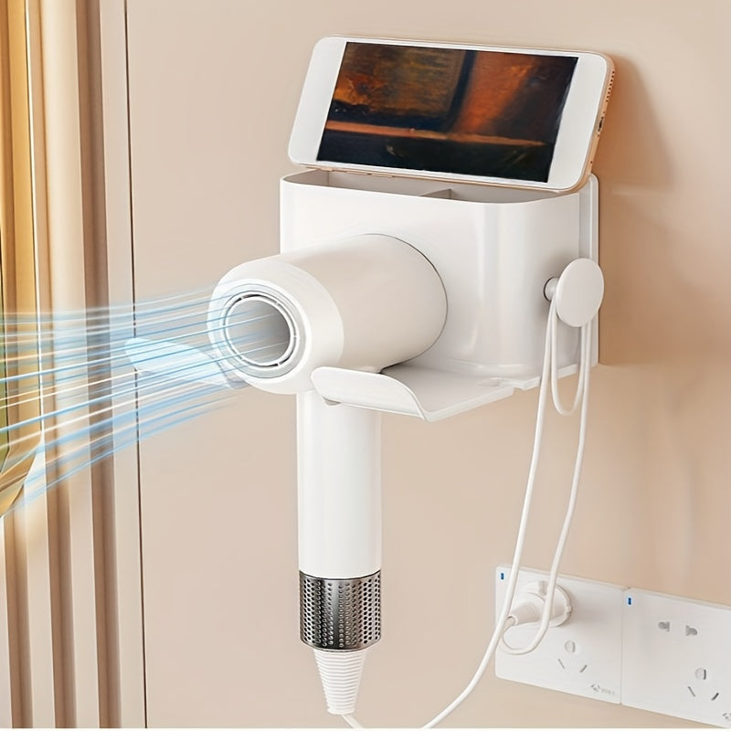 Sleek WallMounted Bathroom Organizer Rack with Smartphone Holder