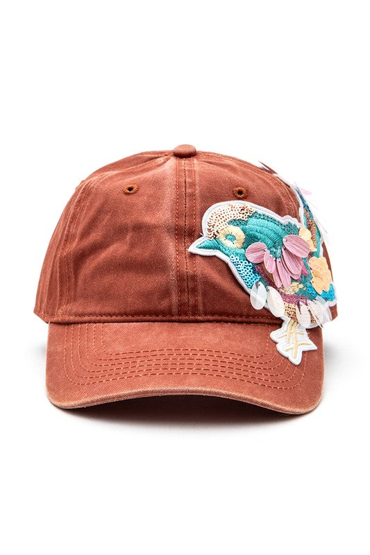 Mix Media Bird Patch Vintage Cotton Canvas Cap