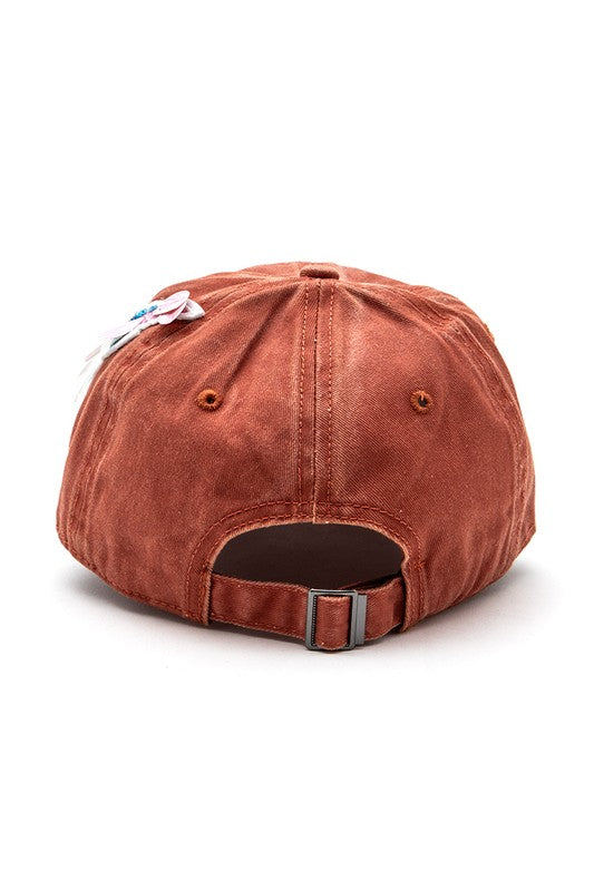 Mix Media Bird Patch Vintage Cotton Canvas Cap