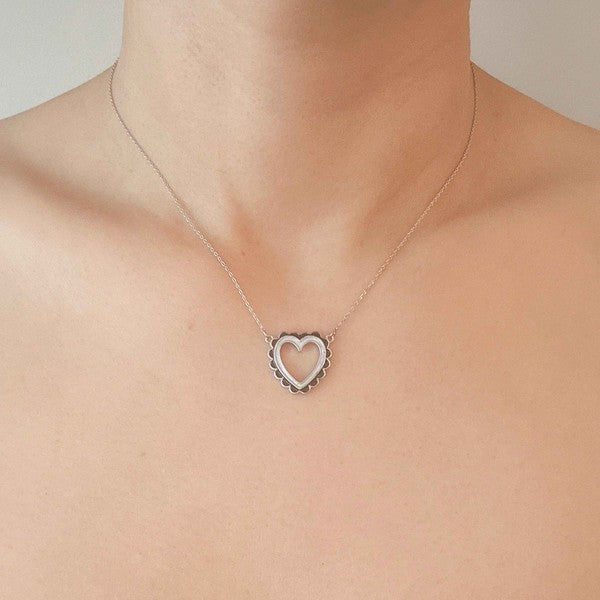 Preciously Scallop Edged Heart Necklace