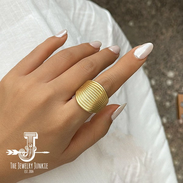 Matte Gold Electroplate Cuff Ring