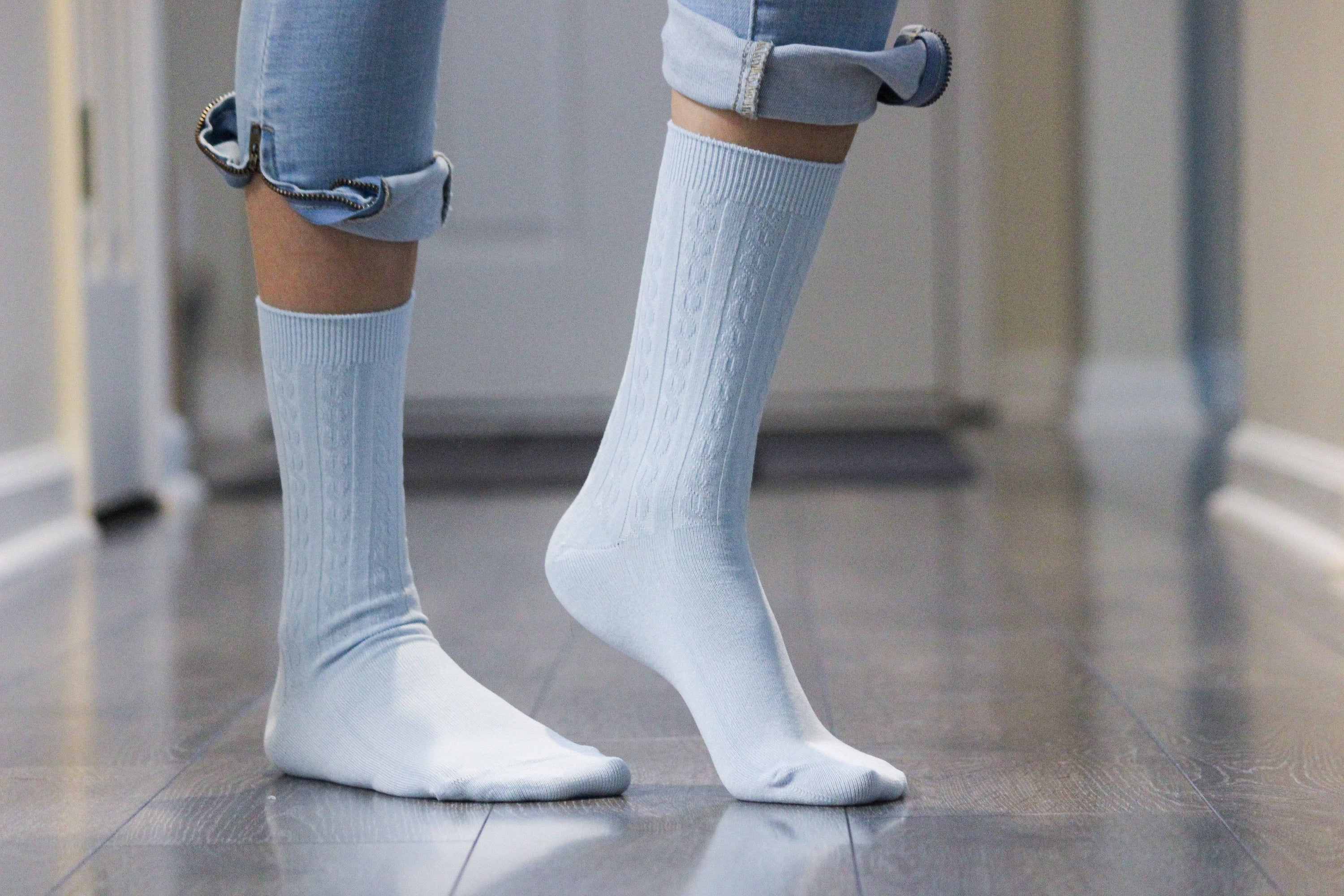 Women's Rayon Socks, Women's Cable Pattern Crew Rayon Socks - 3 Pair