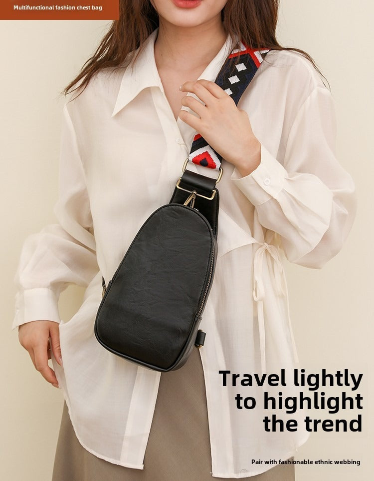Pu Leather Women Chest Sling Bag