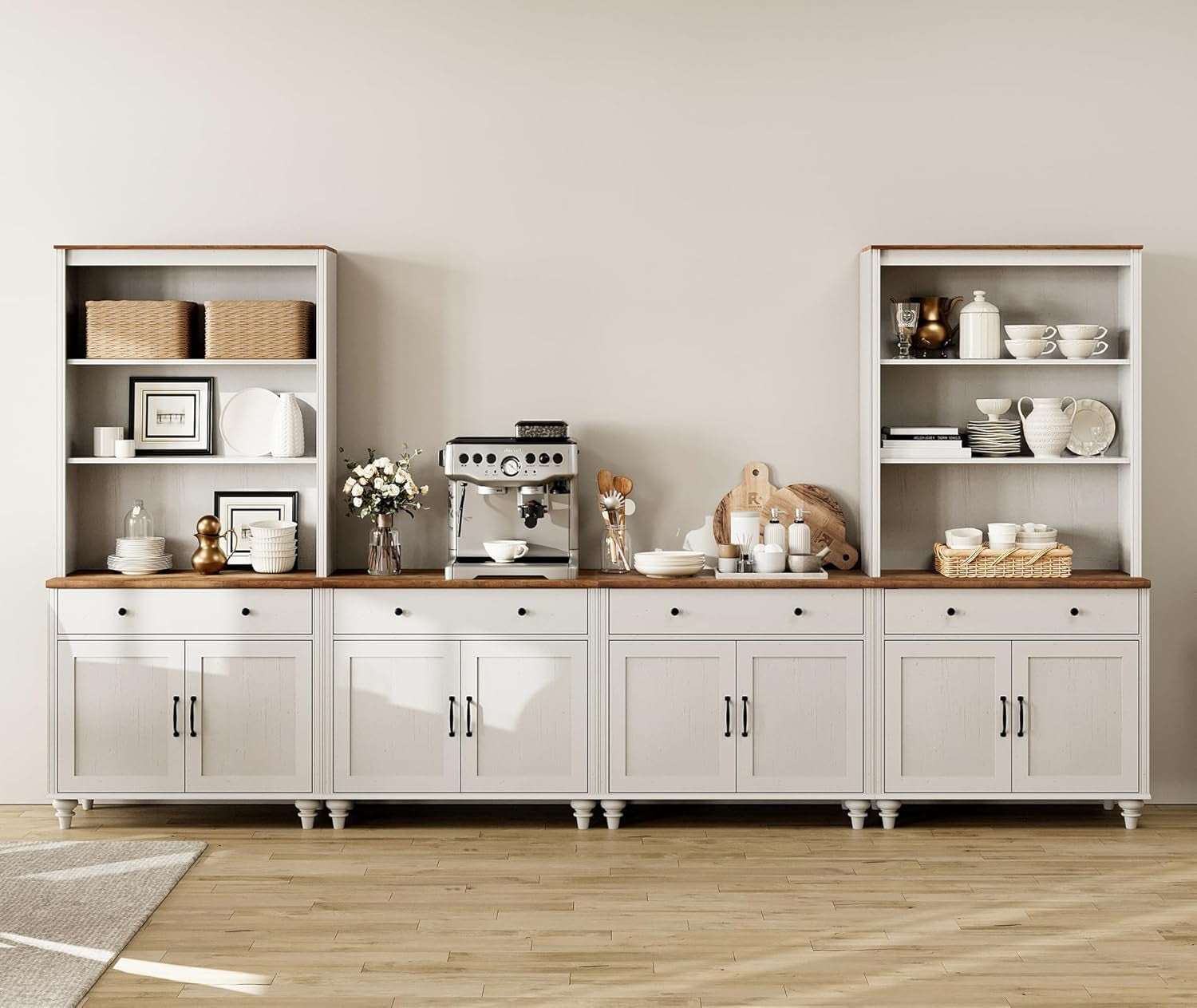 Entertainment Center with Bookshelves for Tvs up to 75", Farmhouse