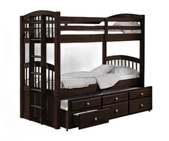80inches X 41inches X 71inches Espresso Twin Over Twin Bunk Bed And