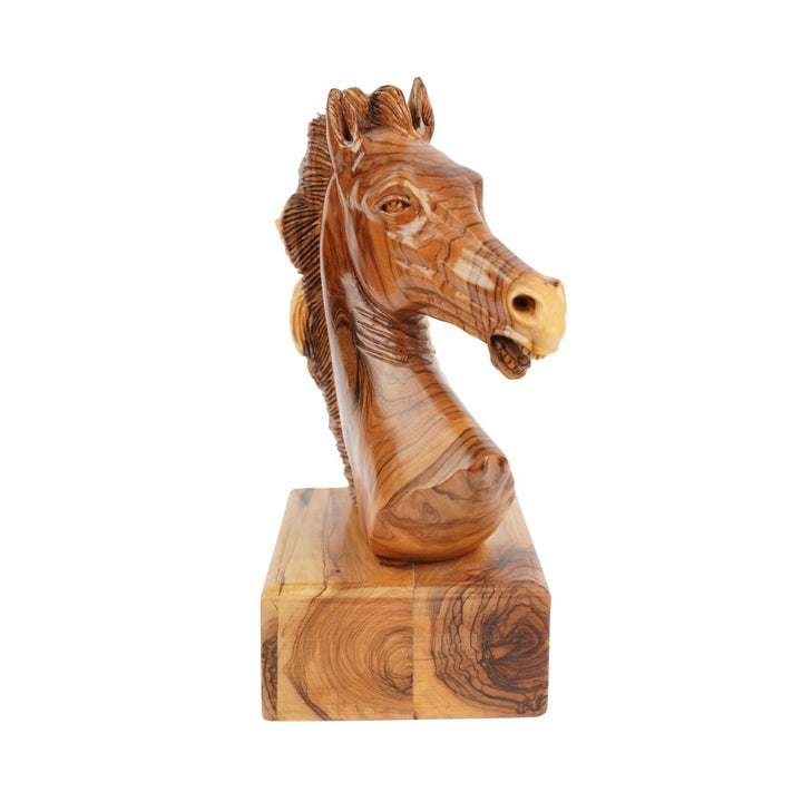Handgeschnitzter Pferdekopf aus Olivenholz (groß) – Exklusive