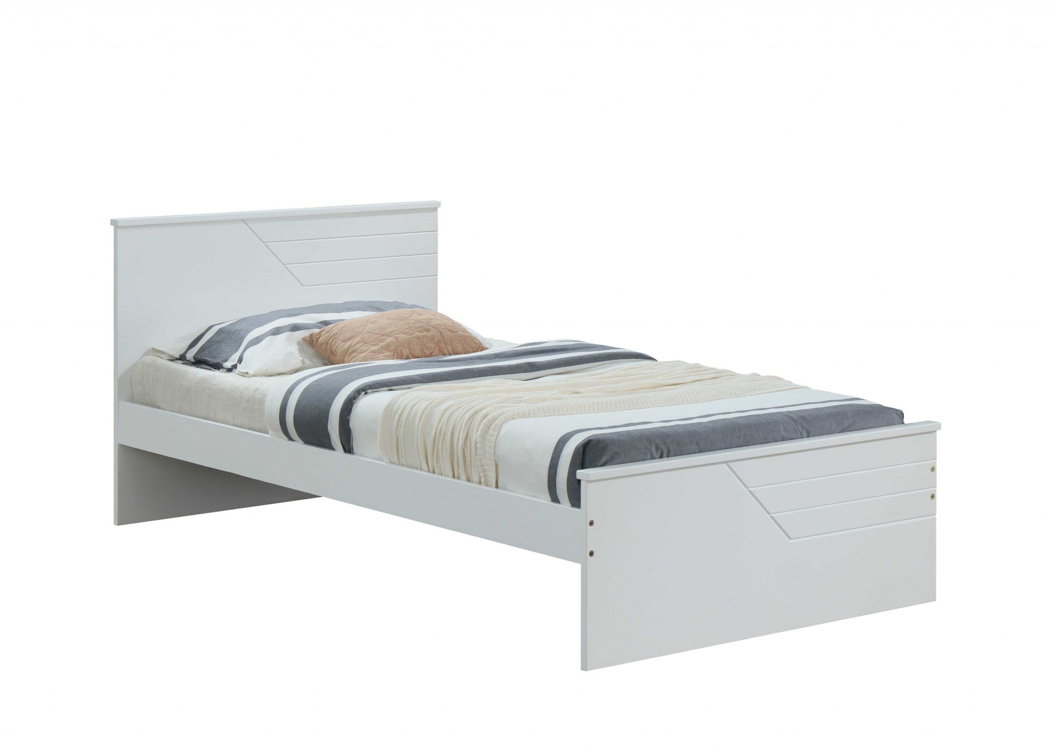 77inches X 41inches X 32inches Twin White Solid Wood Bed