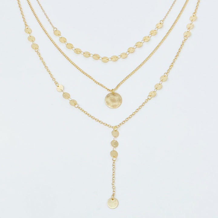 Disc Drop Layered Necklace