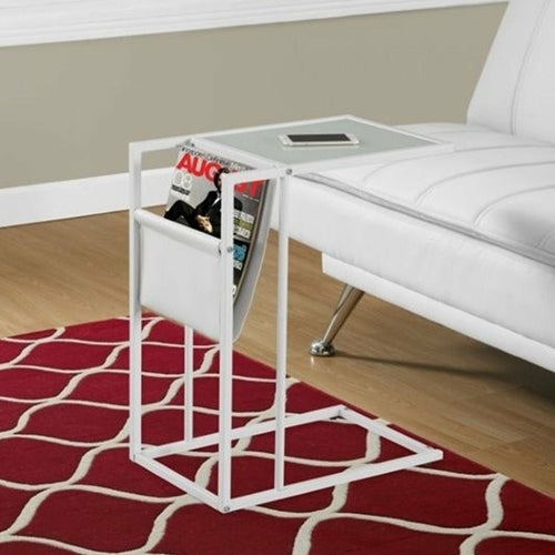 White Modern Metal and Glass TV Table