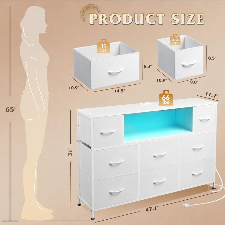 White Dresser for Bedroom, TV Stand for Bedroom for 55 Inch TV with