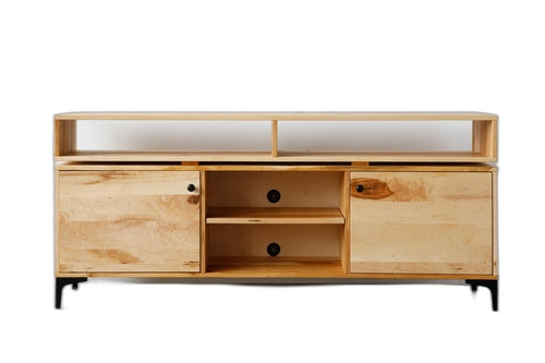 Natural Maple And Steel Multi Compartment TV Stand or Media Center
