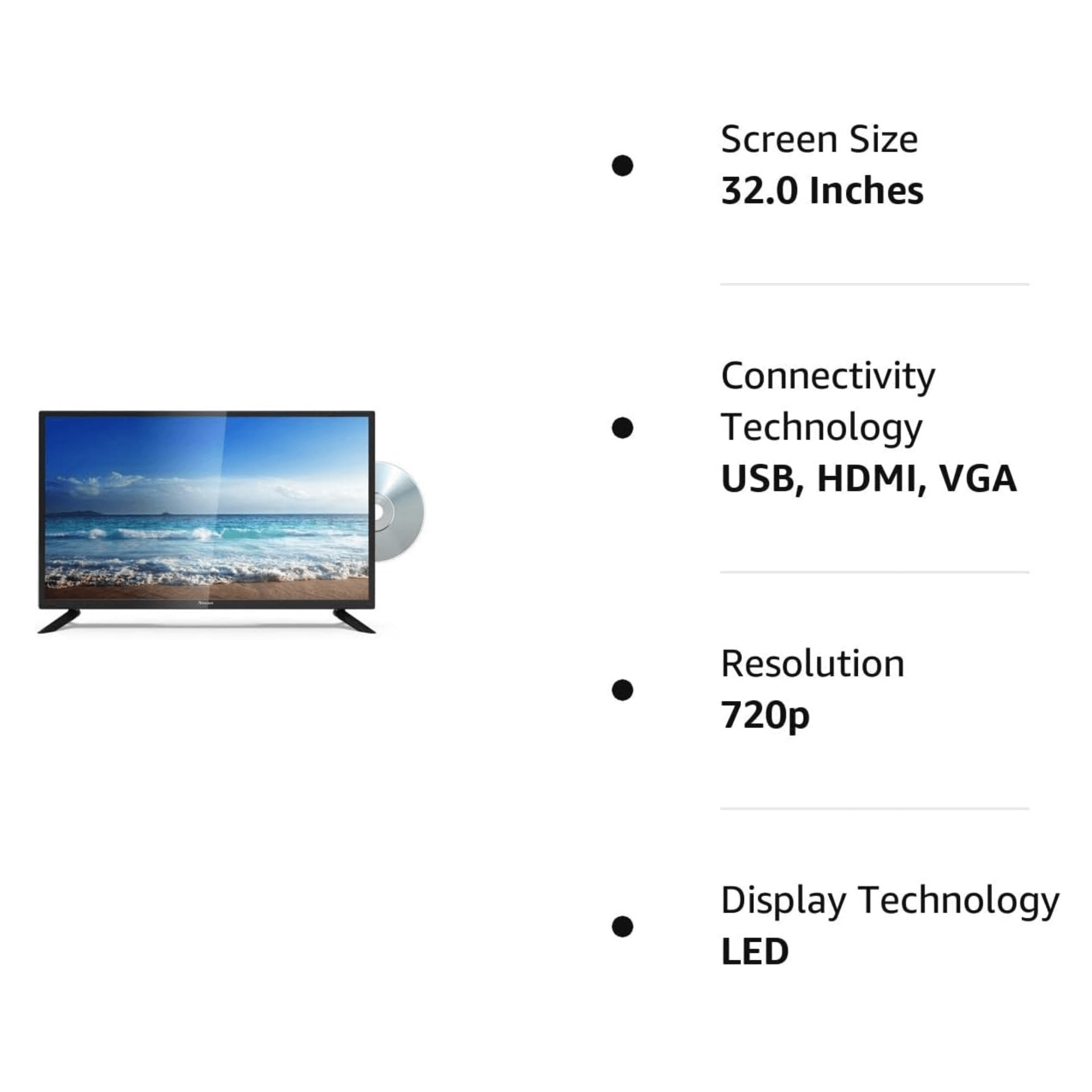 Norcent 32 Inch 720P LED HD Backlight Flat TV DVD Combo with Full