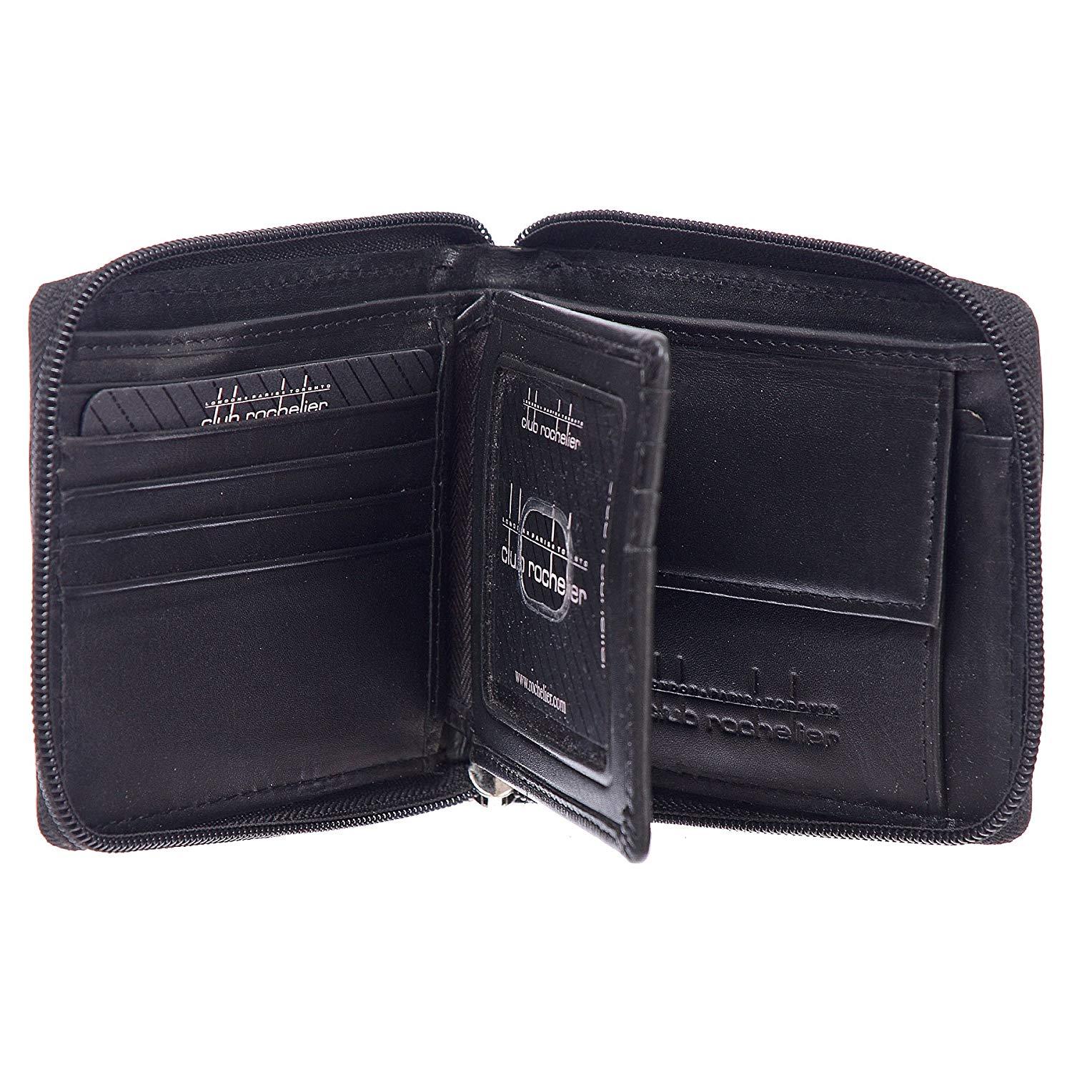 Men's Leather Zip Around Billfold Wallet