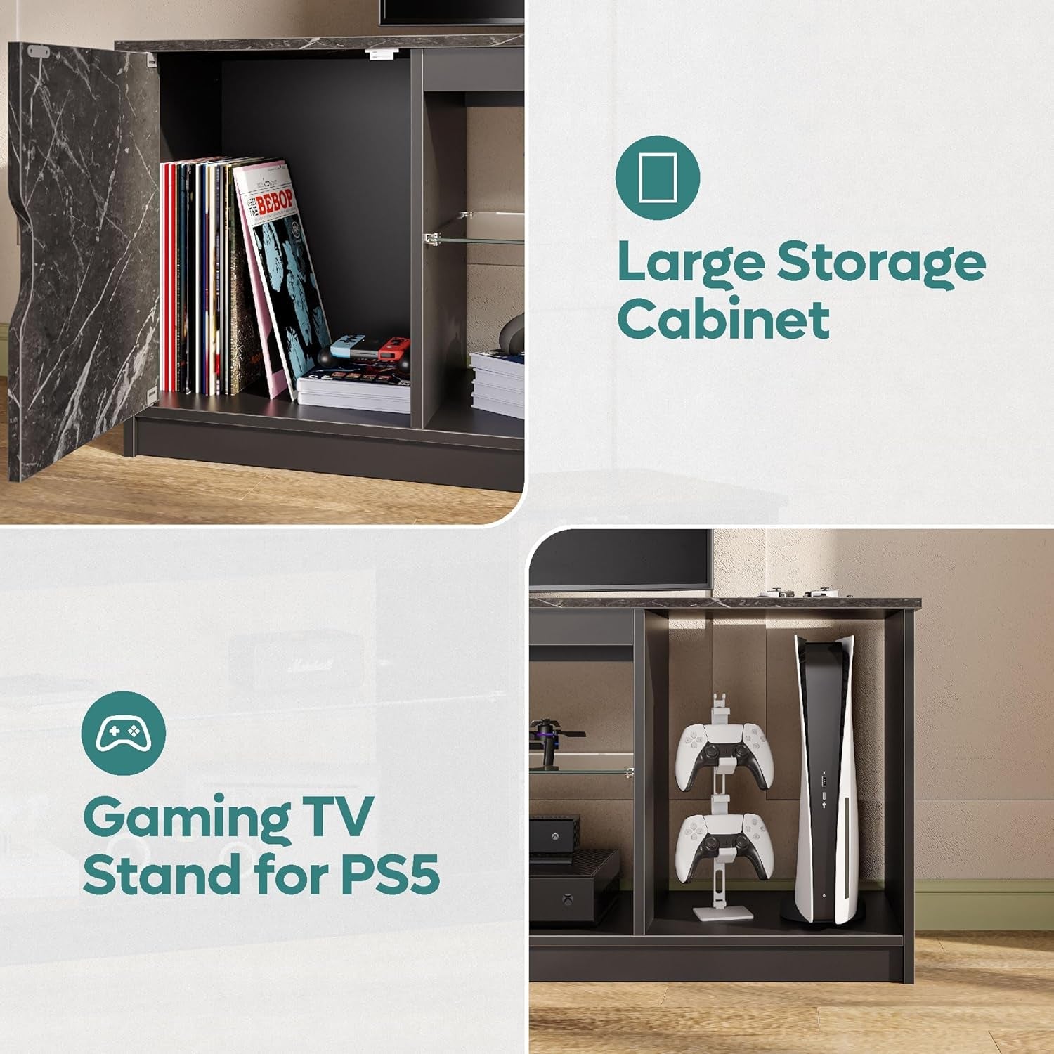 LED Gaming TV Stand for PS5/Xbox, 65 Inch