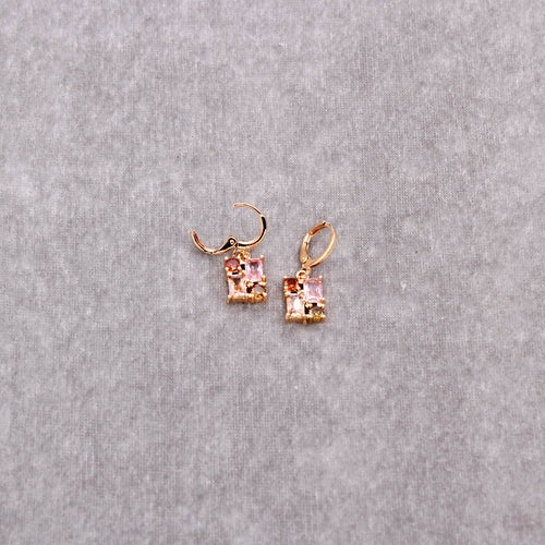 Multi Gemstone Square Dangle Earring