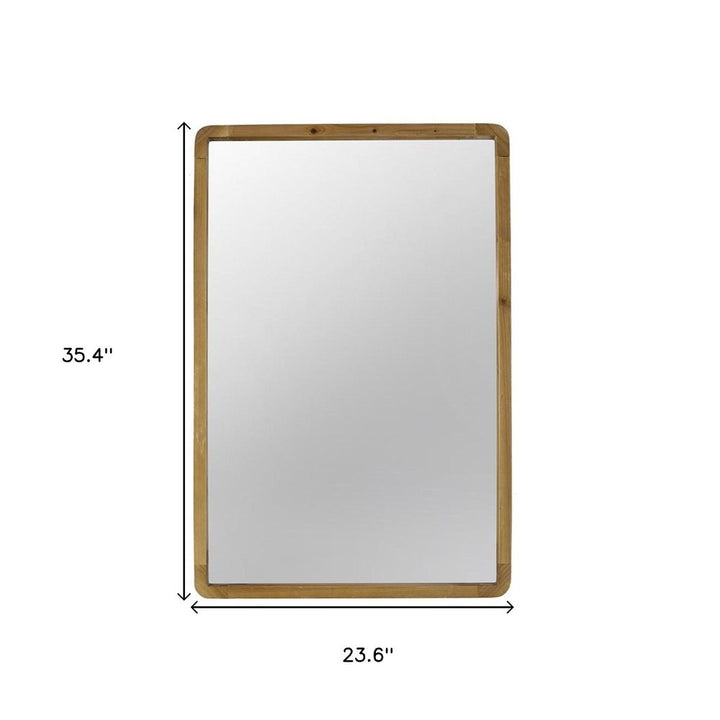 35" Brown Solid Wood Framed Accent Mirror