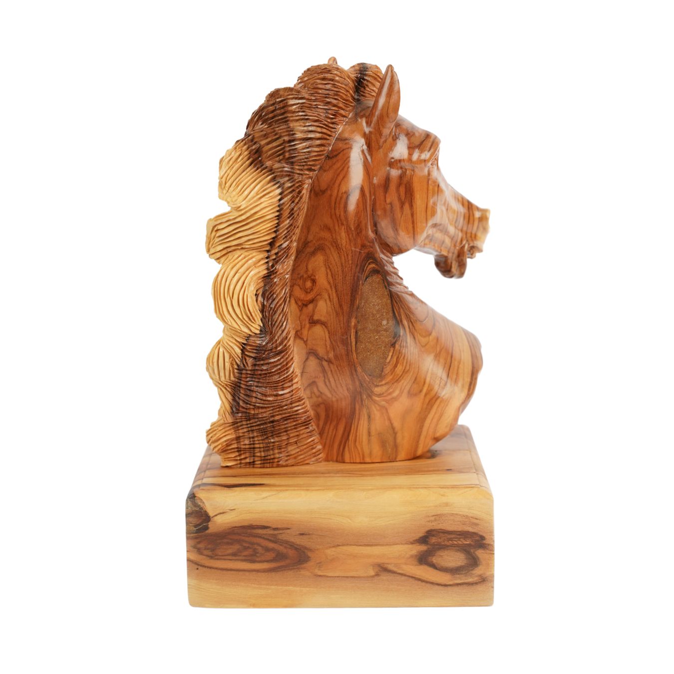 Handgeschnitzter Pferdekopf aus Olivenholz (groß) – Exklusive